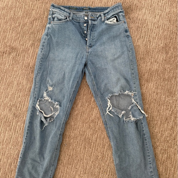 wild fable Denim - wild fable Distressed Straight Leg Jeans in Light Blue